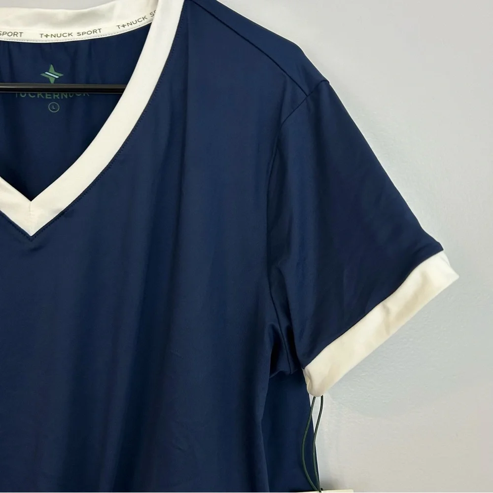 NWT Tuckernuck Sport Navy Blue Knotty Maya Tie Waist Top  Size Large - Picture 7 of 14